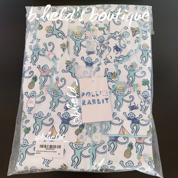 Roller Rabbit Charleston Monkey Polo Pajamas in White Monkey Size XS New NWT - Picture 15 of 16